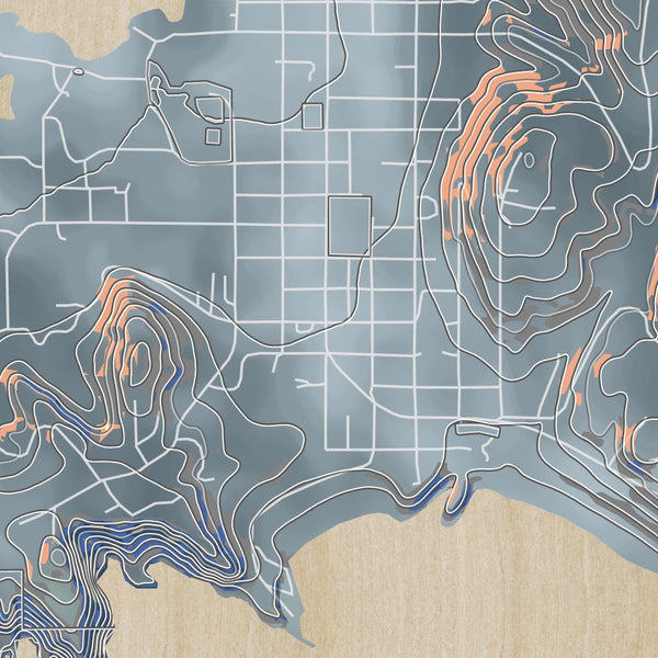 Port Orford Oregon Map Print in Afternoon Style Zoomed In Close Up Showing Details