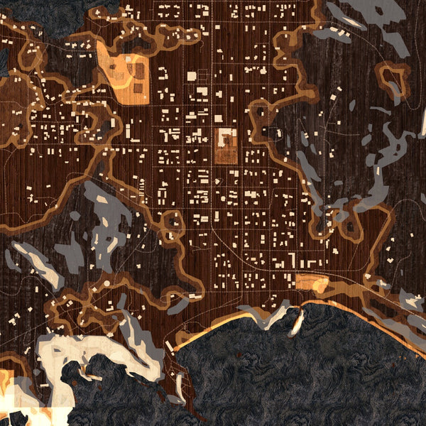 Port Orford Oregon Map Print in Ember Style Zoomed In Close Up Showing Details