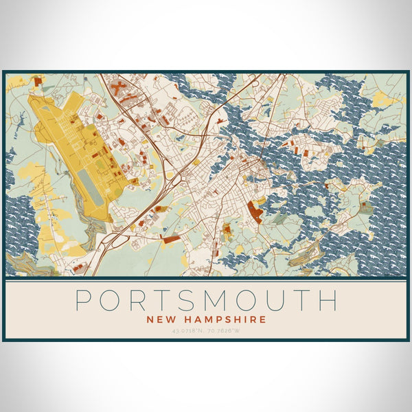 Portsmouth - New Hampshire Map Print in Woodblock