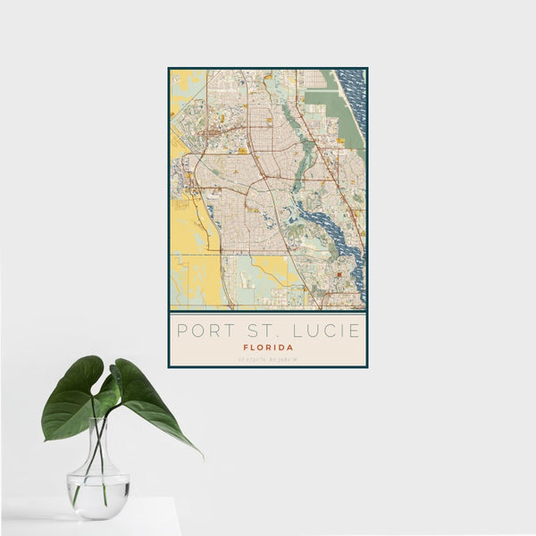 Port St. Lucie - Florida Map Print in Woodblock