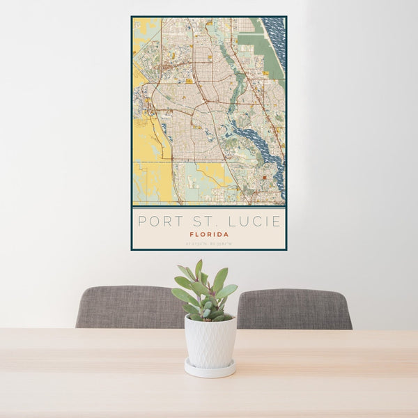 Port St. Lucie - Florida Map Print in Woodblock