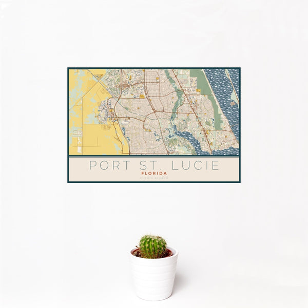 Port St. Lucie - Florida Map Print in Woodblock