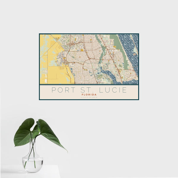 Port St. Lucie - Florida Map Print in Woodblock