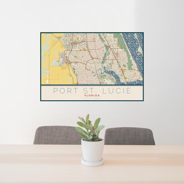 Port St. Lucie - Florida Map Print in Woodblock