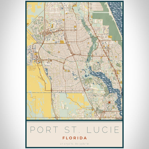 Port St. Lucie - Florida Map Print in Woodblock