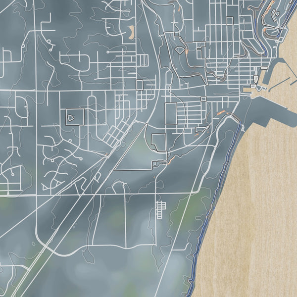 Port Washington Wisconsin Map Print in Afternoon Style Zoomed In Close Up Showing Details