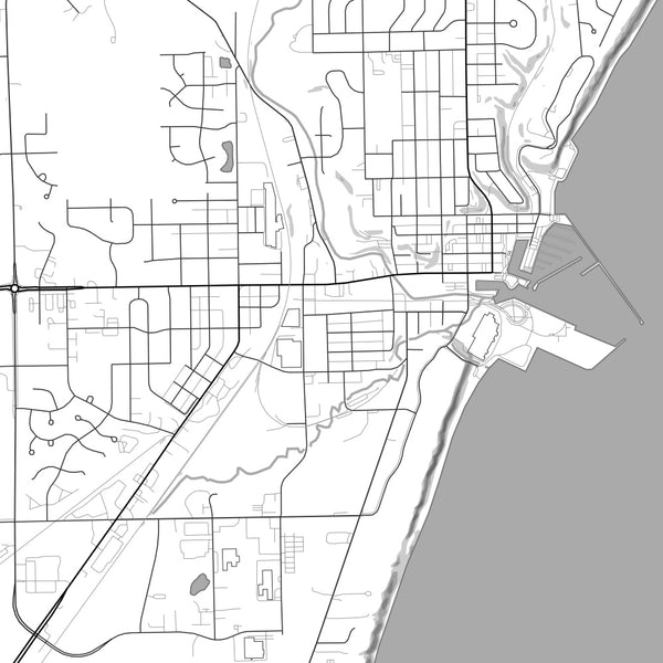 Port Washington Wisconsin Map Print in Classic Style Zoomed In Close Up Showing Details