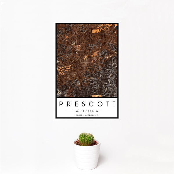 Prescott - Arizona Map Print in Ember