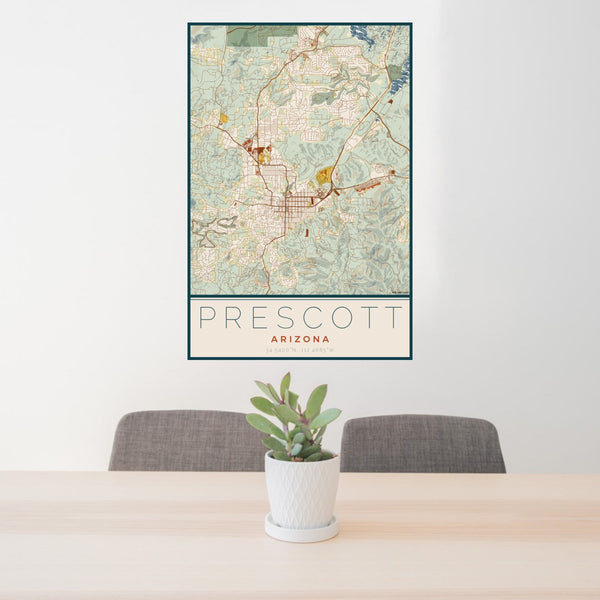 Prescott - Arizona Map Print in Woodblock