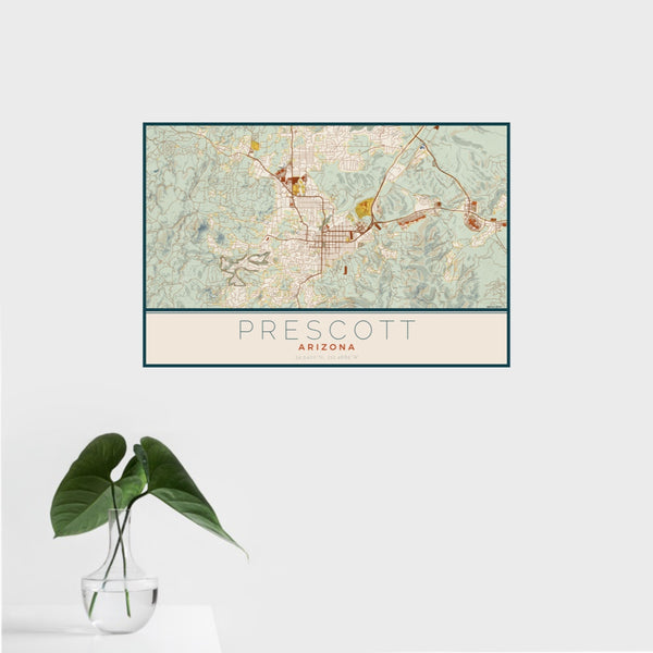 Prescott - Arizona Map Print in Woodblock
