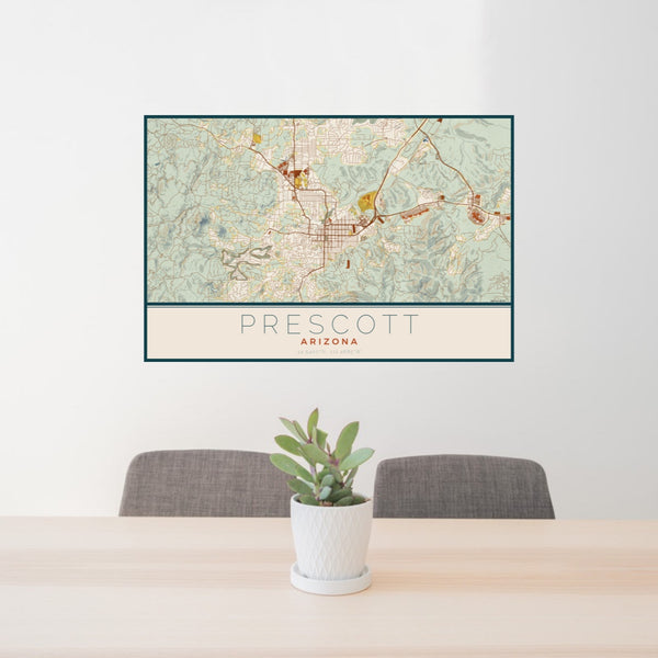 Prescott - Arizona Map Print in Woodblock
