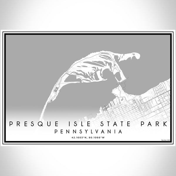 Presque Isle State Park Pennsylvania Map Print Landscape Orientation in Classic Style With Shaded Background