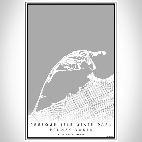Presque Isle State Park Pennsylvania Map Print Portrait Orientation in Classic Style With Shaded Background
