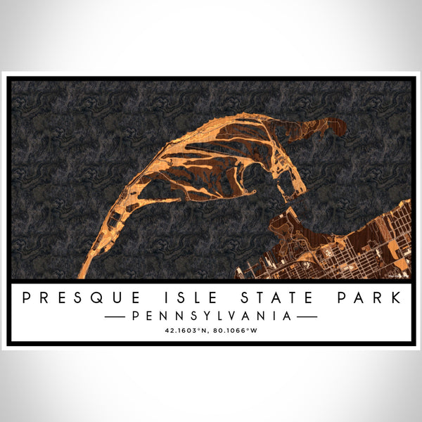 Presque Isle State Park Pennsylvania Map Print Landscape Orientation in Ember Style With Shaded Background