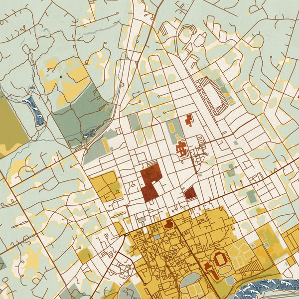 Princeton - New Jersey Map Print in Woodblock