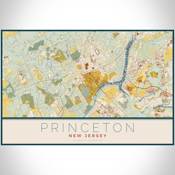 Princeton - New Jersey Map Print in Woodblock
