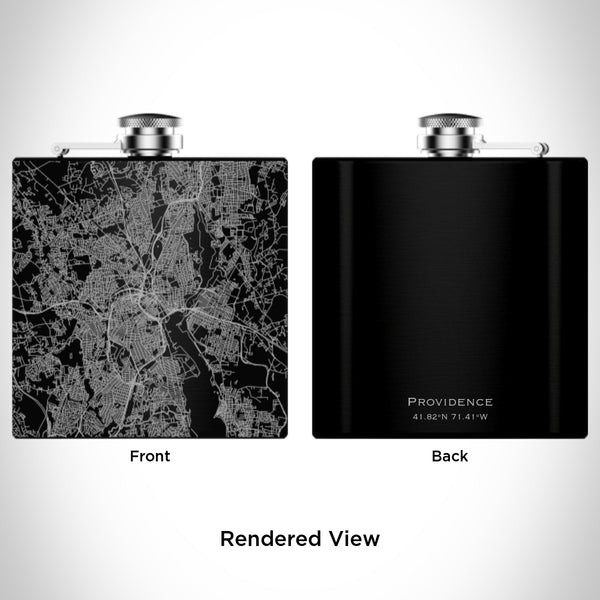 Providence - Rhode Island Map Hip Flask in Matte Black