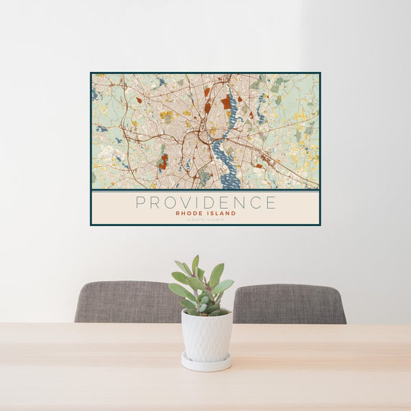 Providence - Rhode Island Map Print in Woodblock