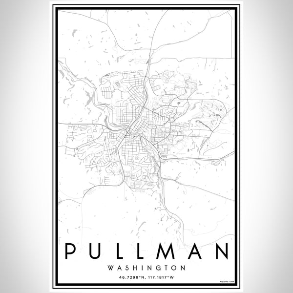 Pullman Washington Map Print Portrait Orientation in Classic Style With Shaded Background