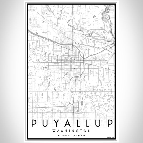 Puyallup Washington Map Print Portrait Orientation in Classic Style With Shaded Background