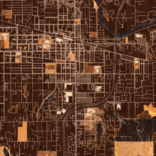 Puyallup Washington Map Print in Ember Style Zoomed In Close Up Showing Details