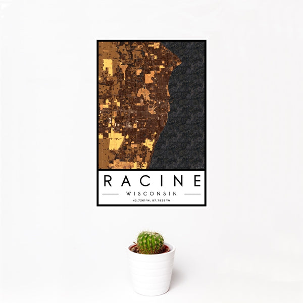 Racine - Wisconsin Map Print in Ember