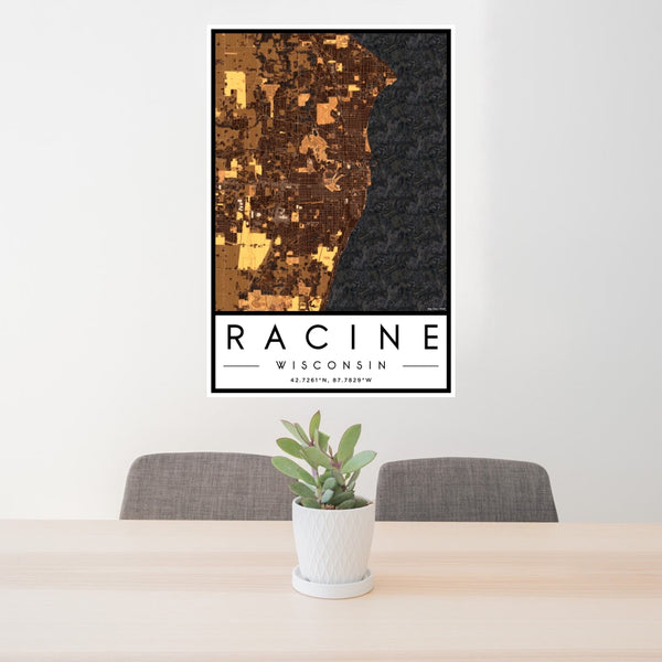 Racine - Wisconsin Map Print in Ember