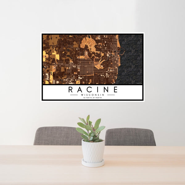 Racine - Wisconsin Map Print in Ember