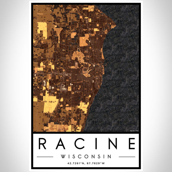 Racine - Wisconsin Map Print in Ember