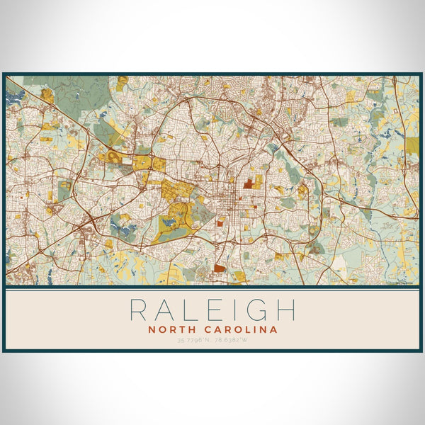 Raleigh - North Carolina Map Print in Woodblock