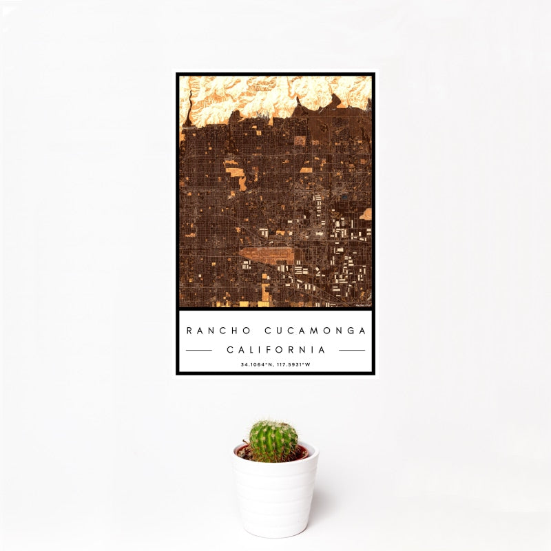 Rancho Cucamonga - California Map Print in Ember