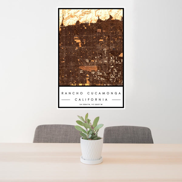 Rancho Cucamonga - California Map Print in Ember