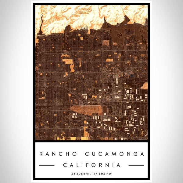 Rancho Cucamonga - California Map Print in Ember