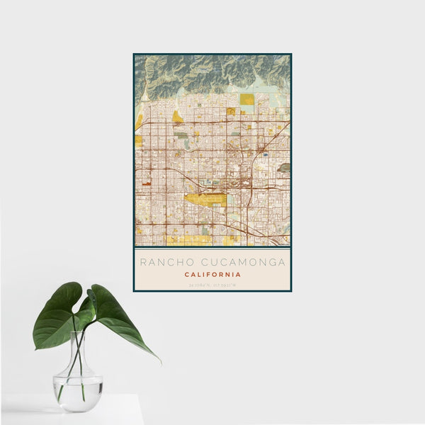 Rancho Cucamonga - California Map Print in Woodblock