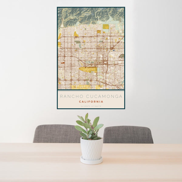 Rancho Cucamonga - California Map Print in Woodblock