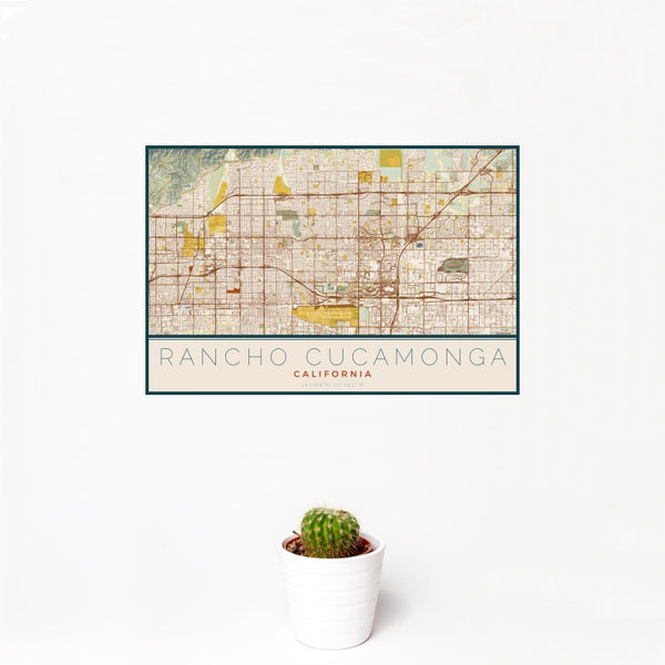 Rancho Cucamonga - California Map Print in Woodblock