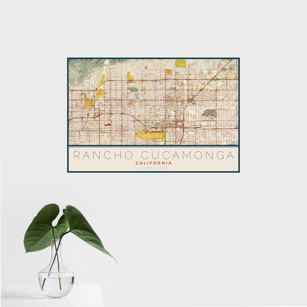 Rancho Cucamonga - California Map Print in Woodblock