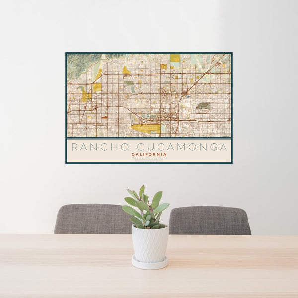Rancho Cucamonga - California Map Print in Woodblock