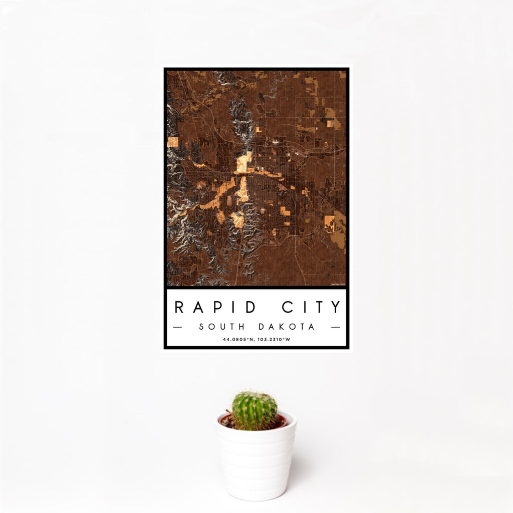 Rapid City - South Dakota Map Print in Ember