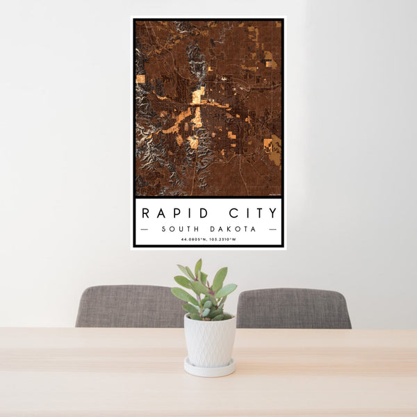 Rapid City - South Dakota Map Print in Ember
