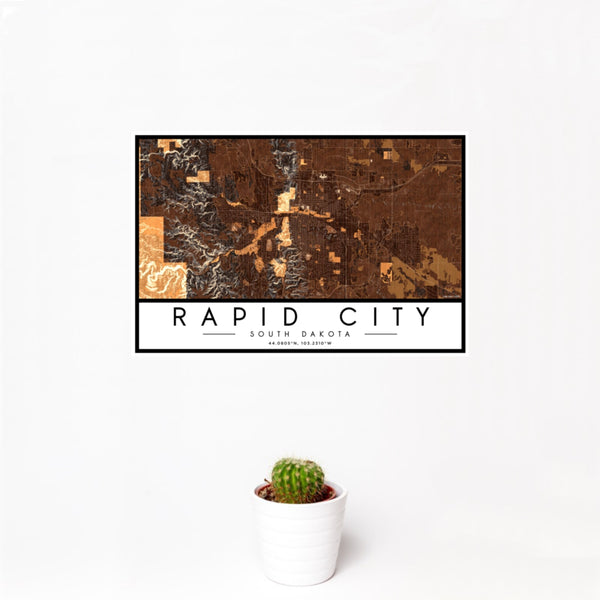 Rapid City - South Dakota Map Print in Ember