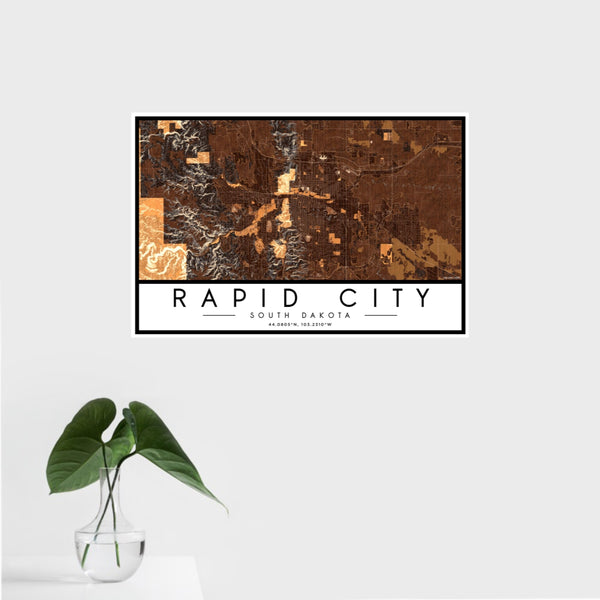 Rapid City - South Dakota Map Print in Ember