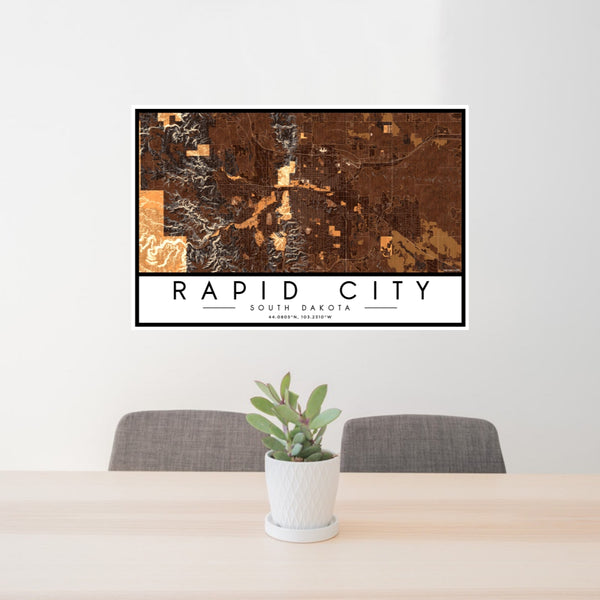 Rapid City - South Dakota Map Print in Ember