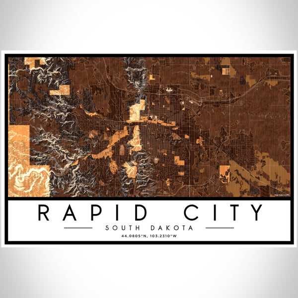 Rapid City - South Dakota Map Print in Ember