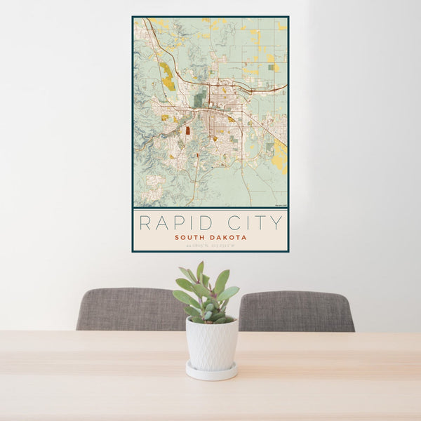 Rapid City - South Dakota Map Print in Woodblock