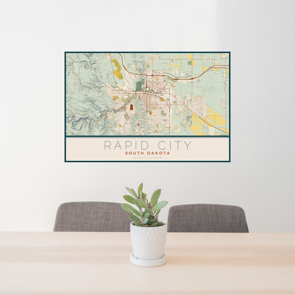 Rapid City - South Dakota Map Print in Woodblock