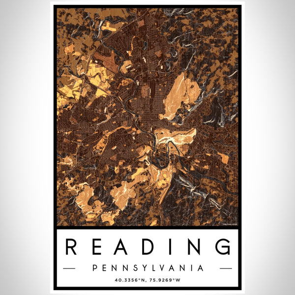 Reading - Pennsylvania Map Print in Ember