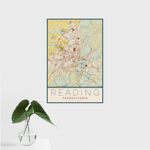 Reading - Pennsylvania Map Print in Woodblock