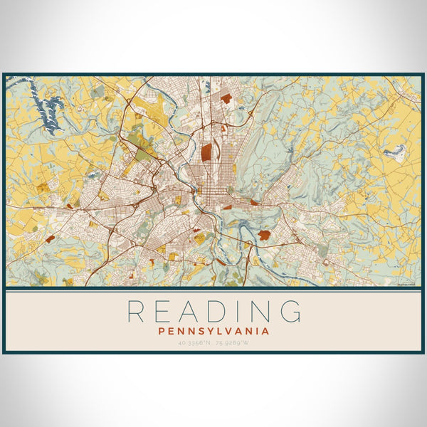 Reading - Pennsylvania Map Print in Woodblock