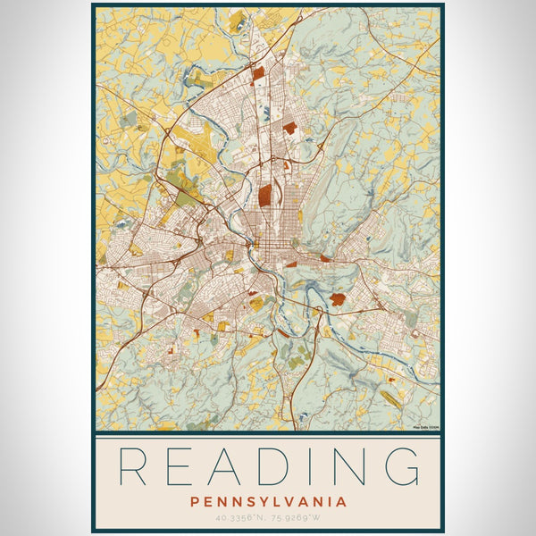 Reading - Pennsylvania Map Print in Woodblock